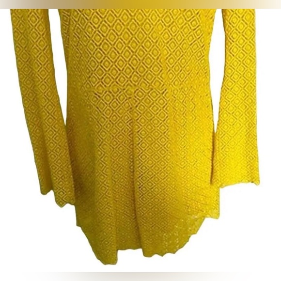 H&M Crochet Mini Romper Long‎ Sleeves Bright Yellow Size 4 - Picture 3 of 7
